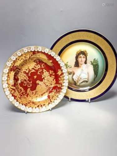 A Rosenthal painted porcelain portrait plate, early 20th cen...