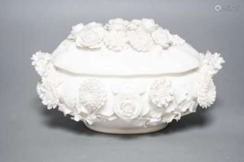 A Coalbrookdale by Coalport white glazed porcelain floral en...