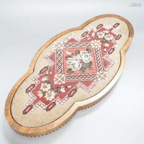 A Victorian beadwork centre plate / tray 55cm