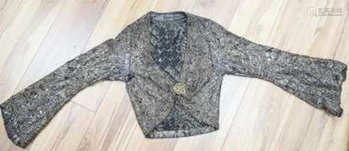 A 1920'3-30's evening bolero jacket in gold lame with silver...