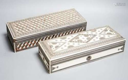 Two 19th century Indian ivory and sadeli work veneered sanda...