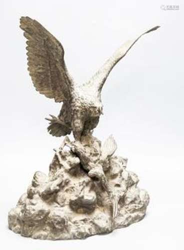 Christophe Fratin (French, 1801-1864) bronze group, eagle an...