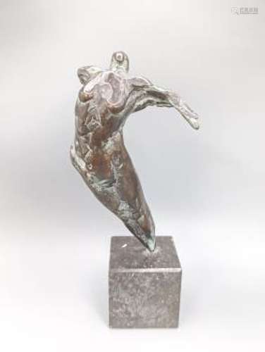 Kiny Copinga-Scholten (b.1943). A bronze figure of Icarus, h...