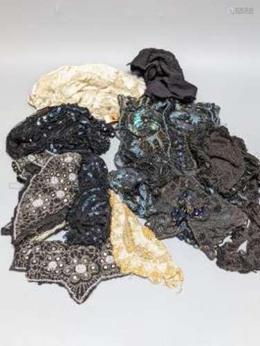 A collection of Edwardian and later sequin and beaded panels...