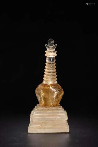 CRYSTAL CARVING PIECE OF A STUPA