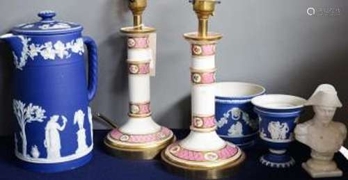 Three mid to late 19th century pieces of Wedgwood Jasperware...