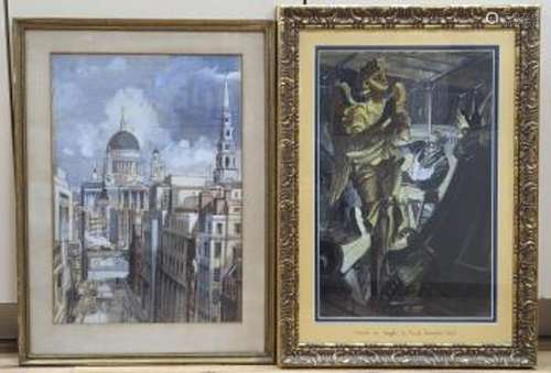 Henry James Neave, two ink and watercolour works, View of St...