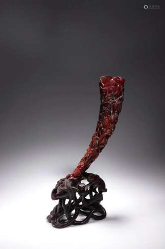 OX HORN CARVING OPENWORK PIECE