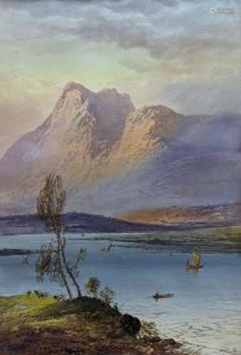 William Henry Earp (1831-1914), watercolour, Loch scene, sig...