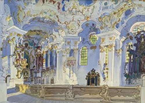 Frank Hoar (1909-1976), watercolour, Palace interior, signed...