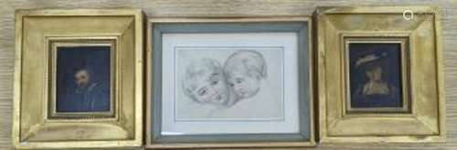 Victorian School, pair of oils on board, Studies of a 17th c...