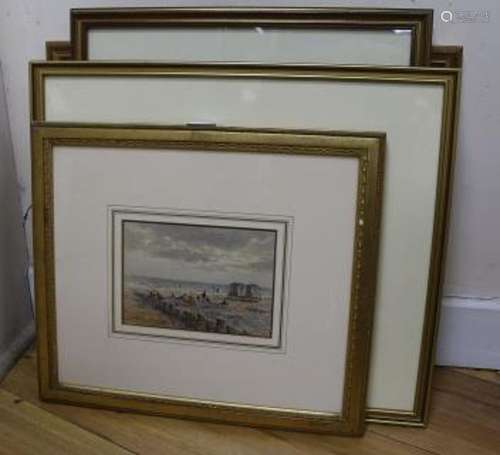 A group of five assorted watercolours; John Steeple, Beach s...