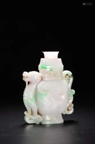 A JADEITE CARVING DRAGON COVERED VASE