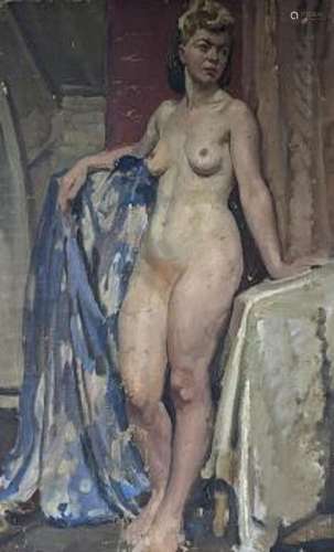 David Buchanon (20th C.), oil on canvas, Standing female nud...