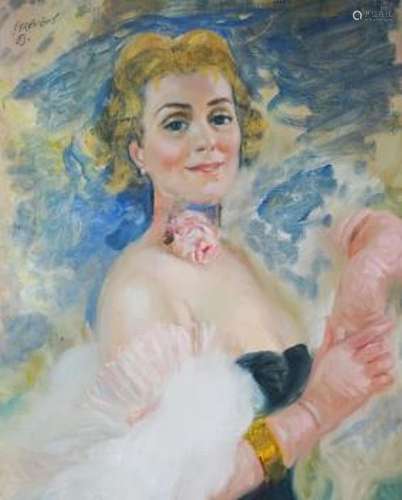 John Strevens (1902-1990), oil on canvas, Portrait of Betty ...