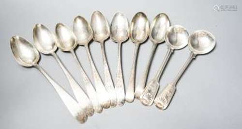 Eight assorted mainly 18th century silver table spoons inclu...