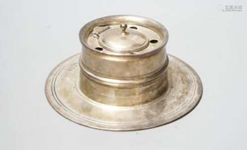 A late Victorian silver circular inkwell, John Grinsell & So...