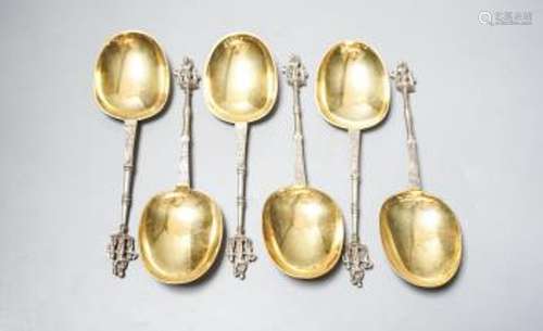 A set of six Victorian silver apostle spoons, Frederick Elki...