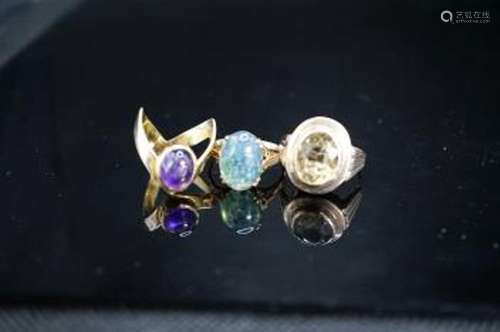 Two 9ct and gem set dress rings, gross 6.8 grams and a 333(8...