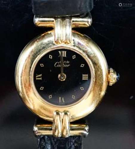 A lady's gilt white metal Must De Cartier quart wrist watch,...