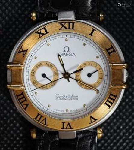 A gentleman's steel and gold plated Omega Constellation quar...