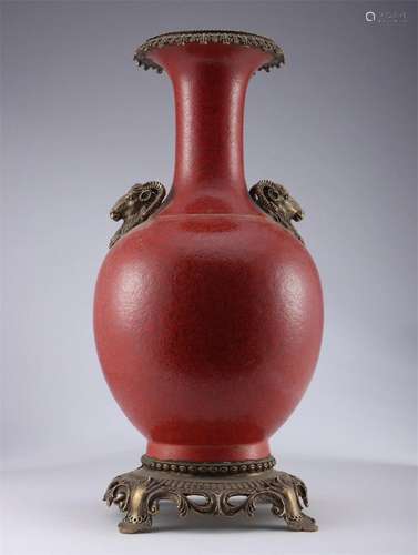 A Chinese Iron-Red Glazed Porcelain Vase