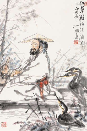 吴山明（1941～2021） 丙戌（2006年）作 红蓼滩头 立轴 设色纸本
