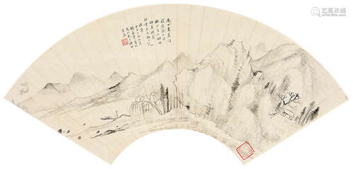 胡义赞（1831～?） 甲申（1884年）作 山水 立轴 水墨纸本