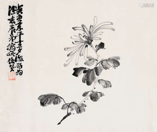 萧俊贤（1865～1949） 庚子（1900年）作 菊花 立轴 水墨纸本