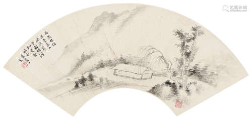 奚冈（1746～1803） 山水 扇页 水墨纸本