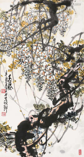 李硕卿（1908～1993） 辛酉（1981年）作 玉藤 立轴 设色纸本