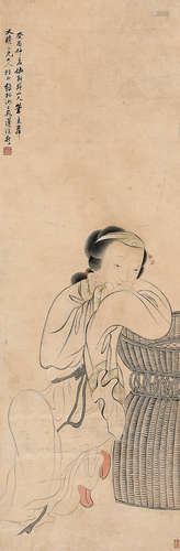 莲溪（1816～1884） 癸酉（1873年）作 仕女 立轴 设色纸本