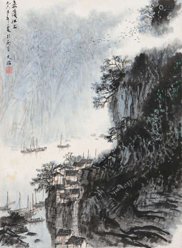 宋文治（1919～1999） 乙巳（1965年）作 嘉陵江上 镜心 设色纸本