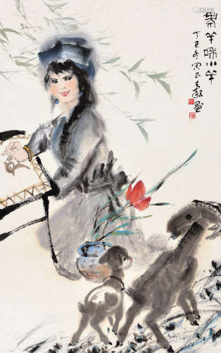 周昌谷（1929～1986） 丁巳（1977年）作 老羊和小羊 镜心 设色纸本