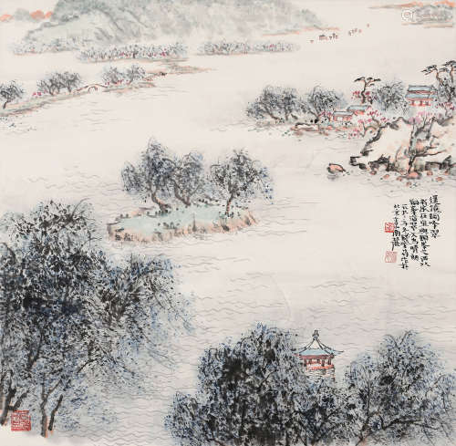 钱紫筠（1926～1996） 壬申（1992年）作 遥境铜峰翠 镜心 设色纸本