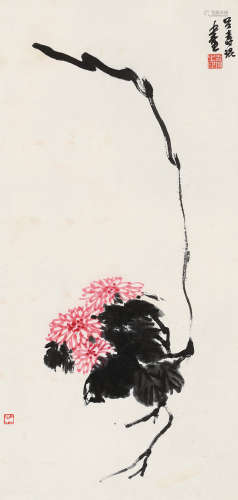 吕寿琨（1919～1975） 花卉 立轴 设色纸本