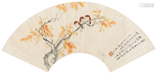 陈树人（1883～1948） 癸未（1943年）作 花鸟 扇页 设色纸本