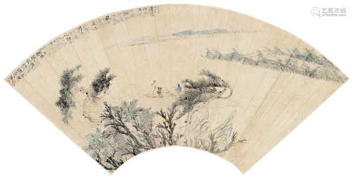 张大千（1899～1983） 山水人物 立轴 设色纸本