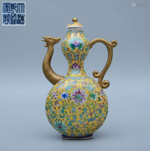 Qianlong Glit Enamel Flower Double-Gourd Spout