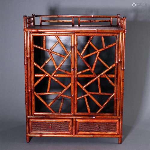 A Chinese Carved Bamboo Bookcase