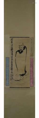 INK FIGURAL PAINTING OF BODHIDHARMA, WU CHANGSHUO