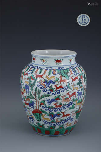 Wucai Hunderd Deer Jar