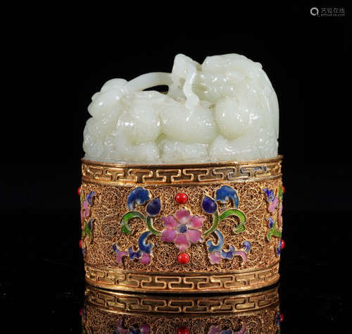 Gilt Jade Beast Seal of Kangxi Emperor