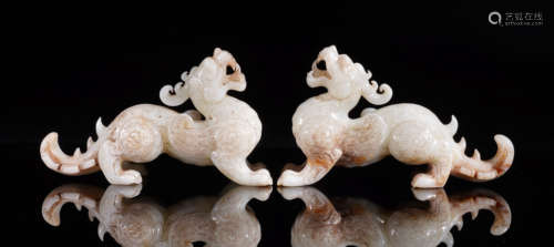 A Pair of Han Dynasty Jade Mythical Beast