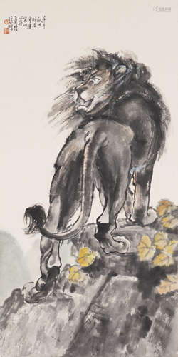 The Lion，Painting by Xu Beihong