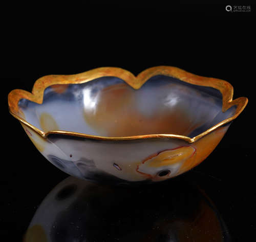 Gilt Agate Lobe Bowl