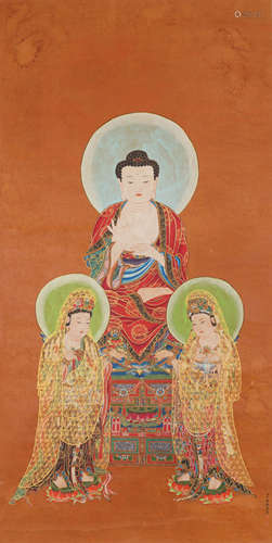 Chinese Buddha Painting by Ding Guanpeng