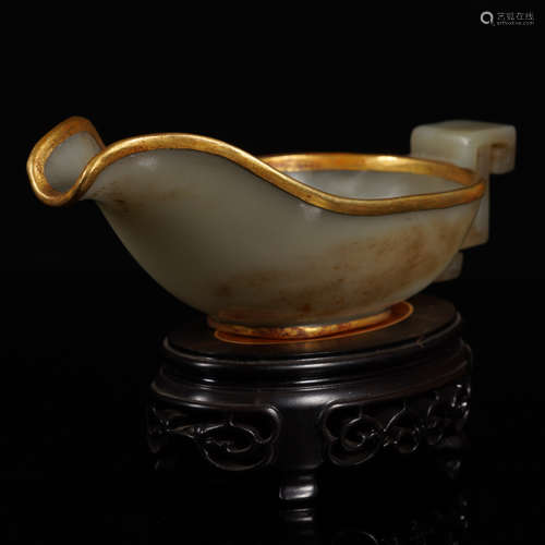 Gilt Nephrite Wine Vessel