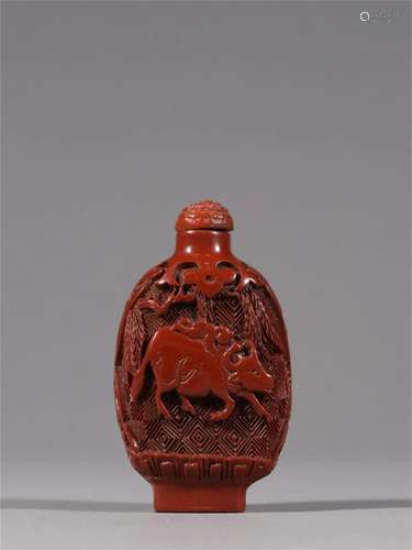 A Chinese Carved Lacquer Snuff Bottle