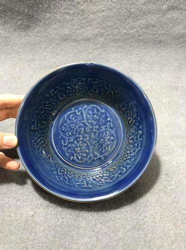 ALTAR-BLUE PERSIMMON RED GLAZED ENGRAVED BOWL